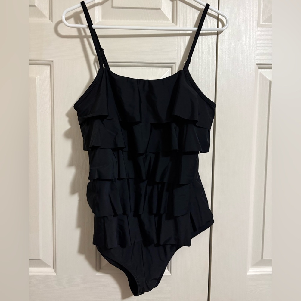 Maxmoda Black Ruffle One Piece Bathing Suit
